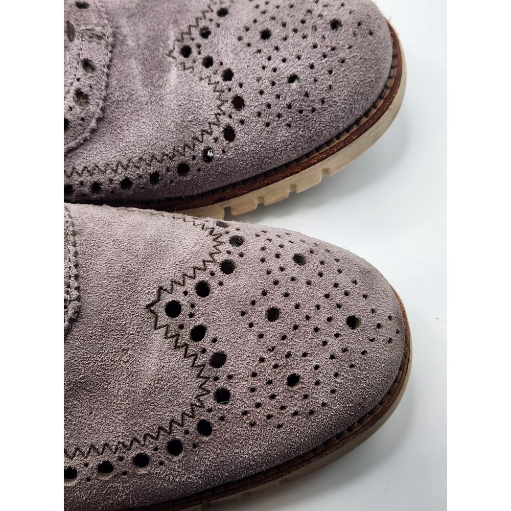 Cole Haan Shoes Mens Size 9 Purple Suede Wingtip Oxford Brogue Zerogrand Dress - Picture 7 of 9